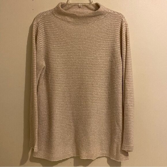 Old Navy Women's Size L Mock Neck Long Sleeves Sweater Tan Wool Blend - Picture 1 of 10